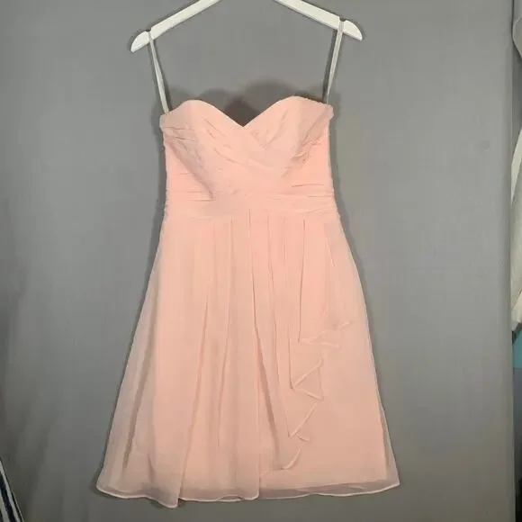 Chiffon Mini Dress Baby Pink Ladies Size 4 Wedding Party - Picture 7 of 8